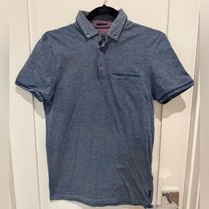 Ted baker blue polo shirt size 2 XS preppy business casual